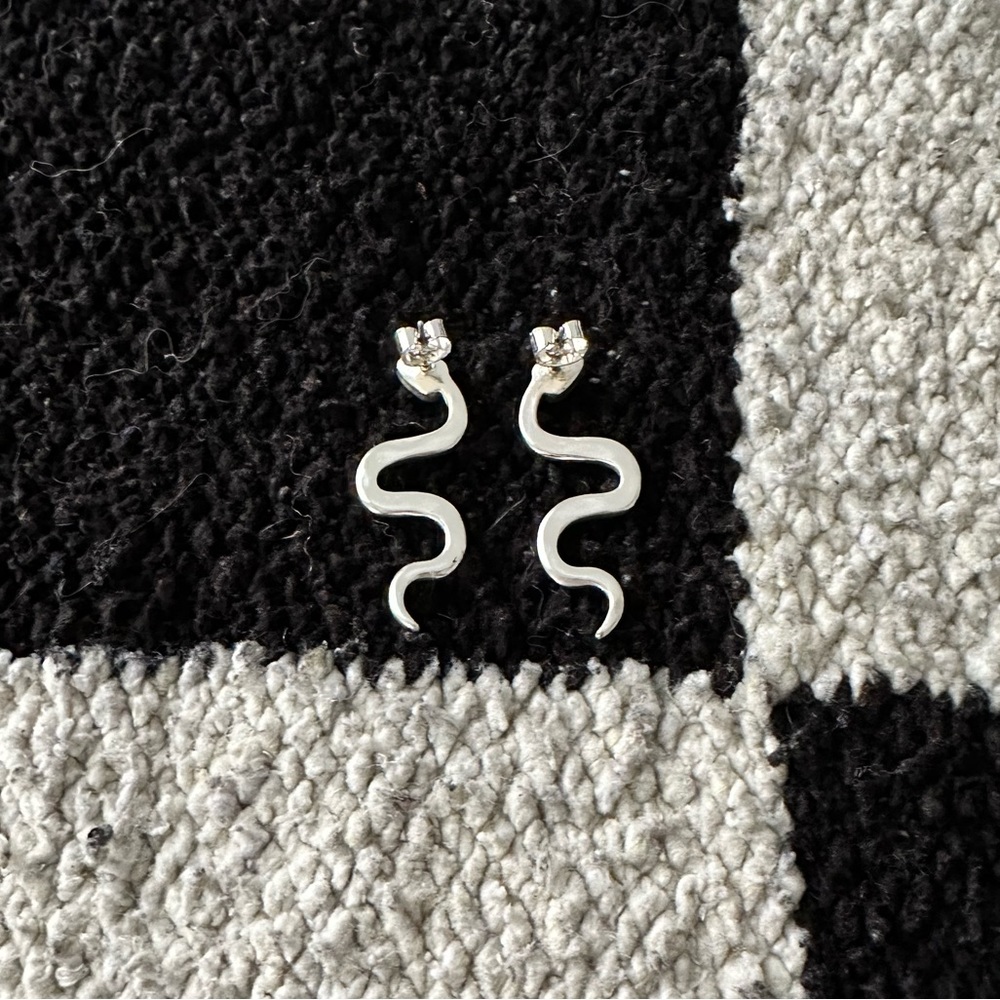 Sterling Silver Snake Earrings View 2